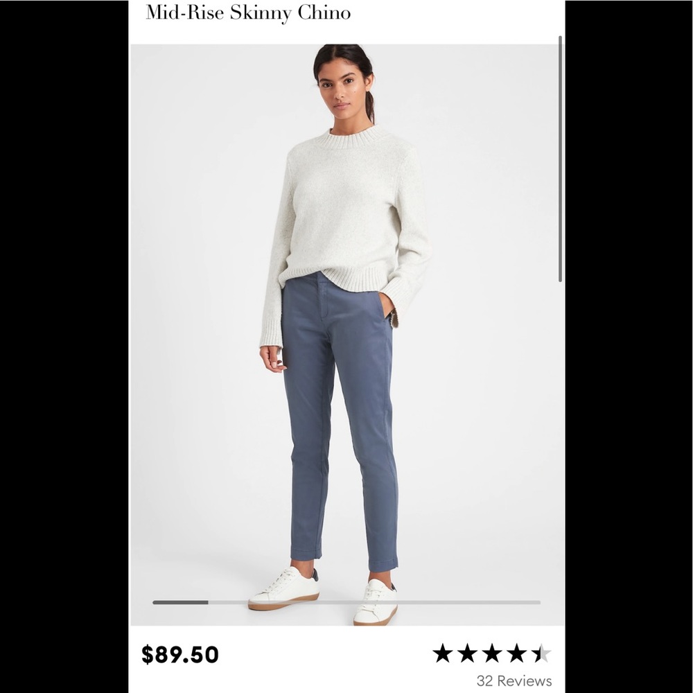 Banana Republic Mid-Rise Skinny Chino Pants in Slate Blue